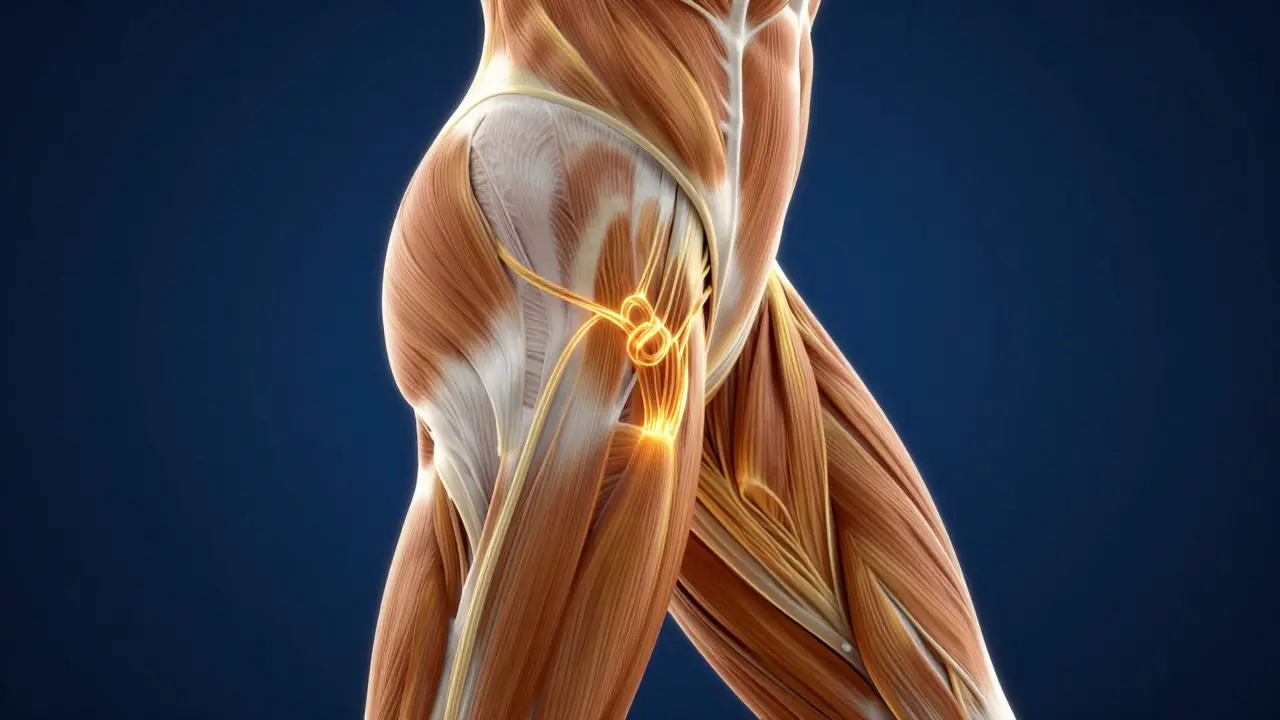 Konceptuální zobrazení svalů a fascií s uvolňováním napětí a trigger pointů.